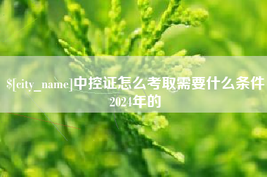 邹城中控证怎么考取需要什么条件2024年的